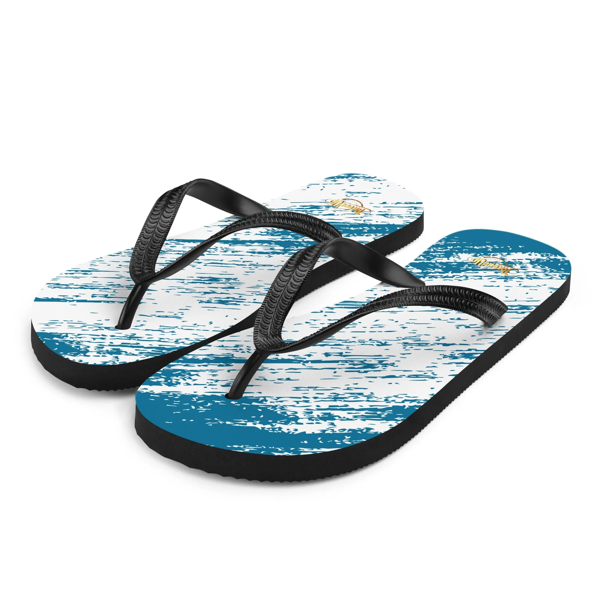 Unisex Flip-Flops - Blue & White