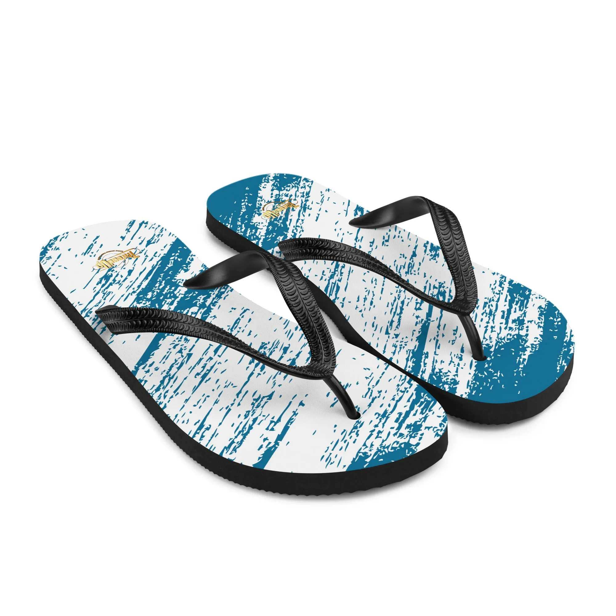 Unisex Flip-Flops - Blue & White