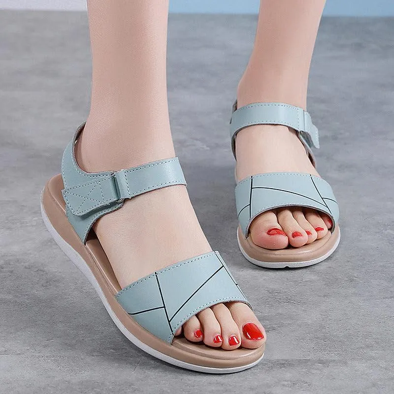 Velcro Flat Student Korean Style All-matching Flat Heel Casual Breathable Sandals