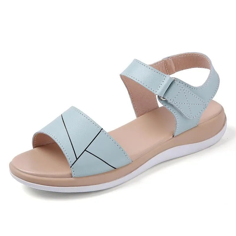 Velcro Flat Student Korean Style All-matching Flat Heel Casual Breathable Sandals