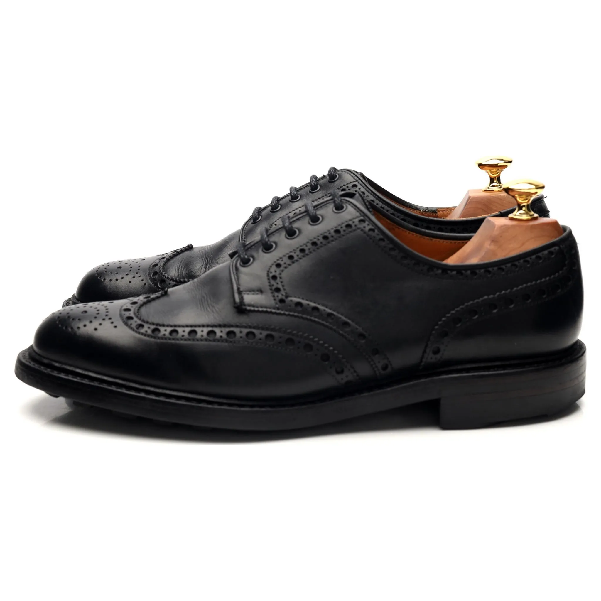 'Warwick' Black Leather Derby Brogues UK 9.5 F