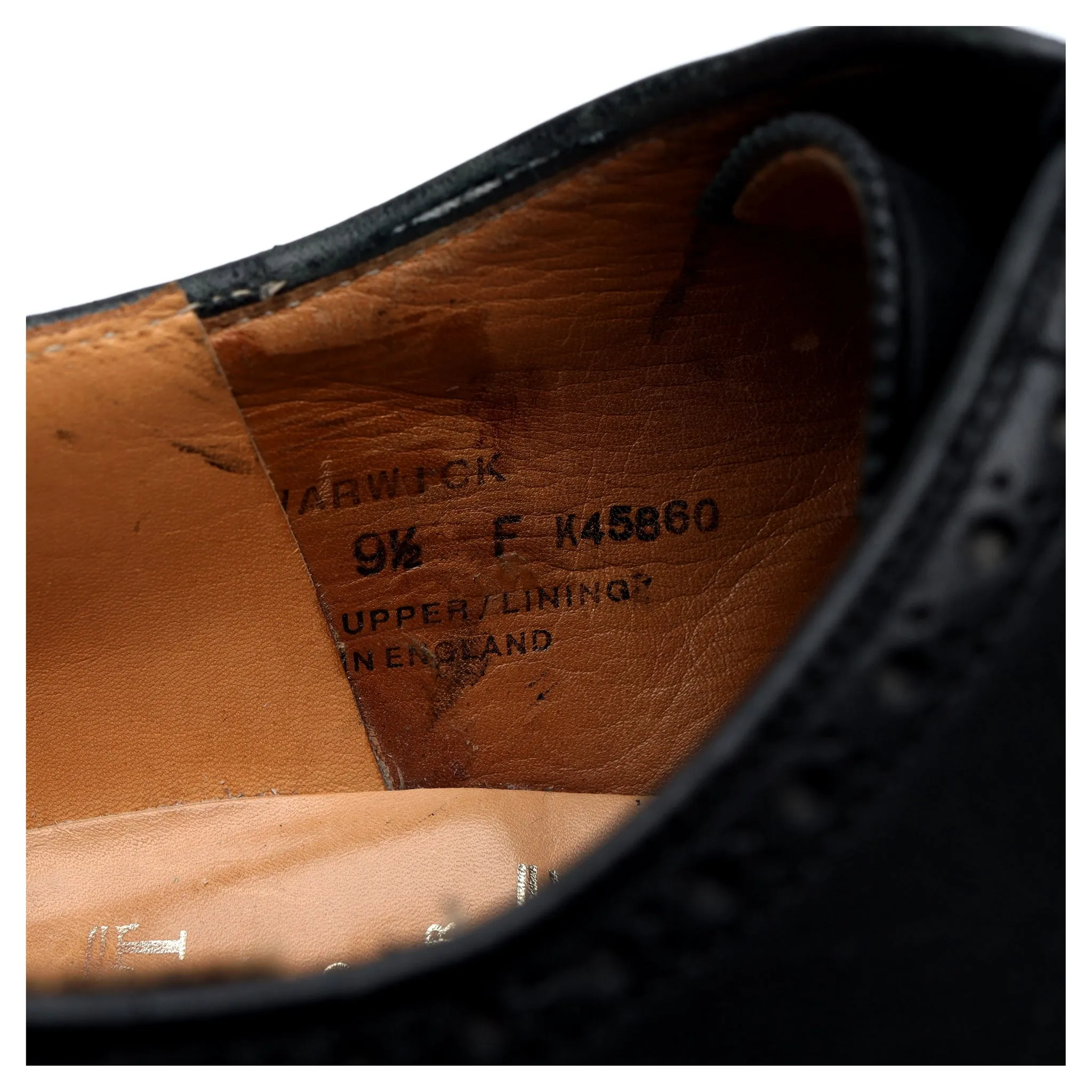 'Warwick' Black Leather Derby Brogues UK 9.5 F