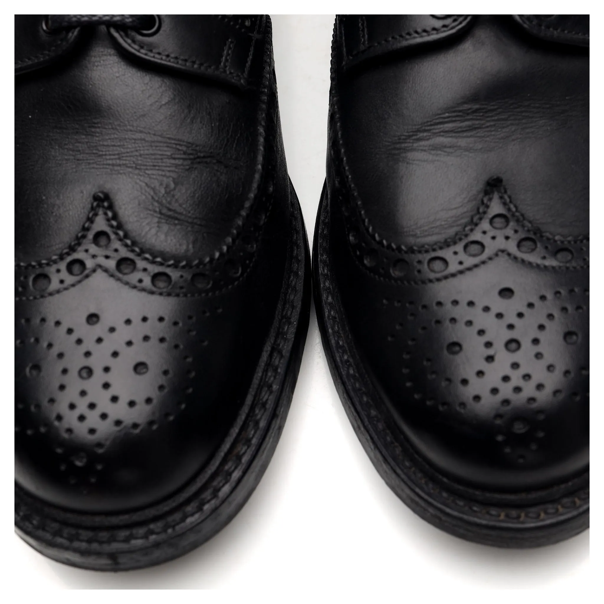 'Warwick' Black Leather Derby Brogues UK 9.5 F