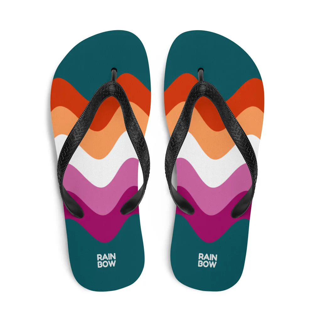 Wavy Lesbian Flag Flip-Flops