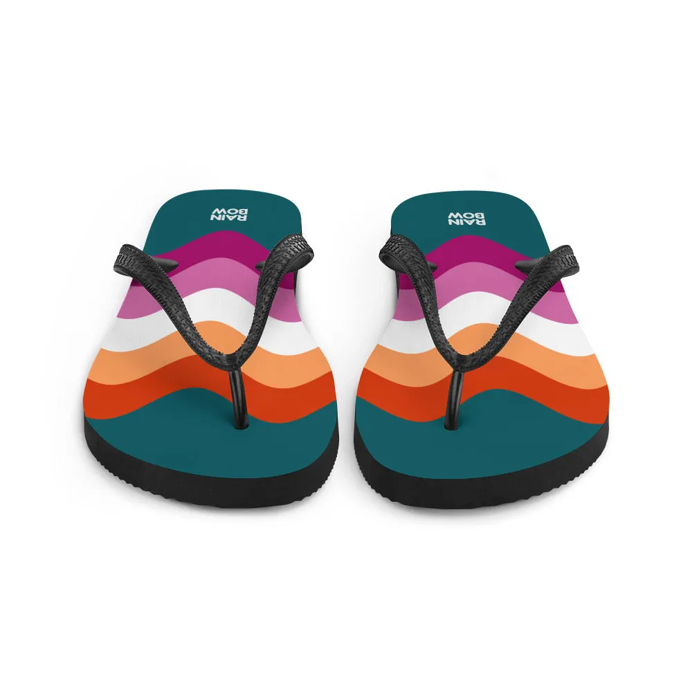 Wavy Lesbian Flag Flip-Flops