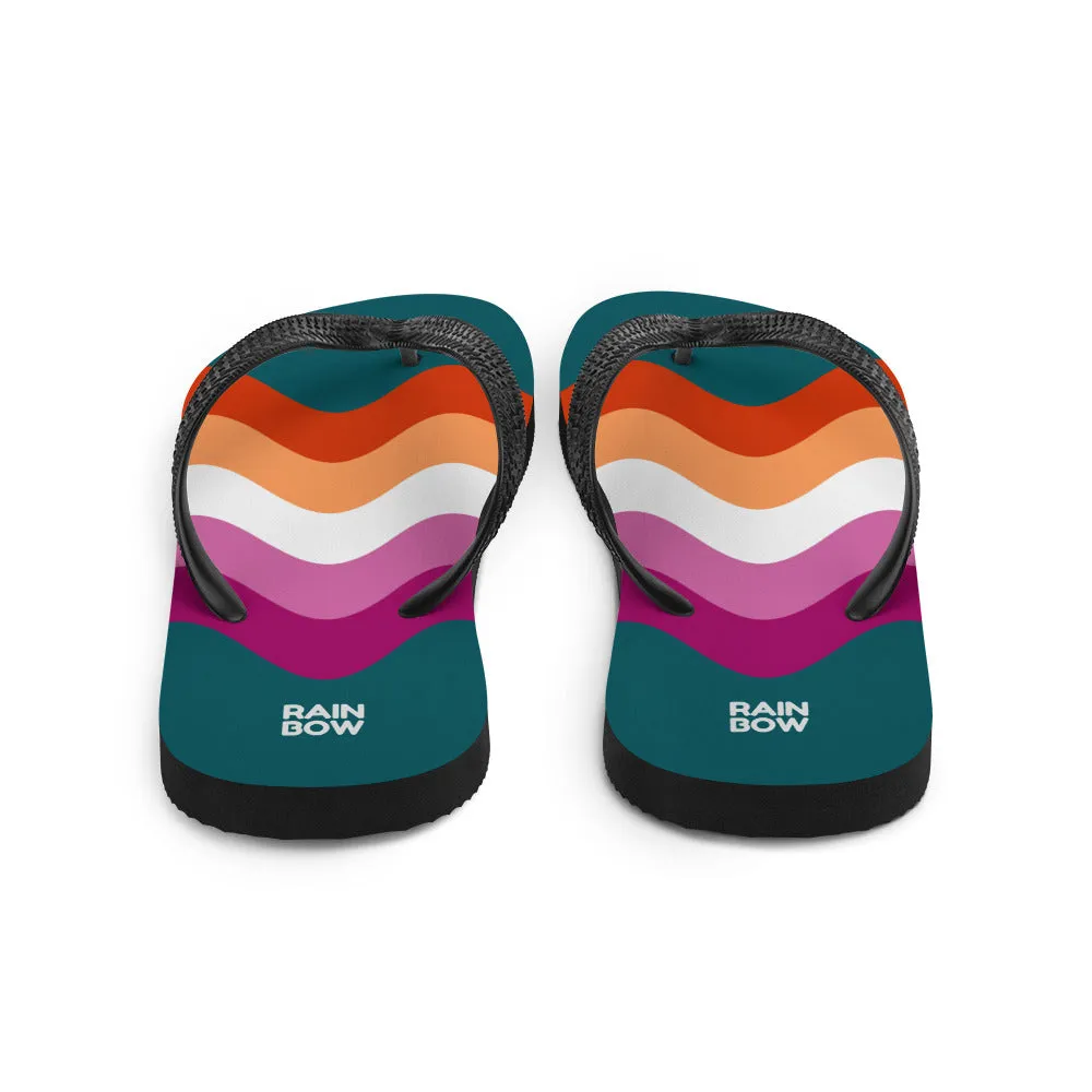 Wavy Lesbian Flag Flip-Flops