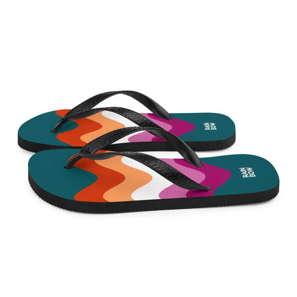 Wavy Lesbian Flag Flip-Flops