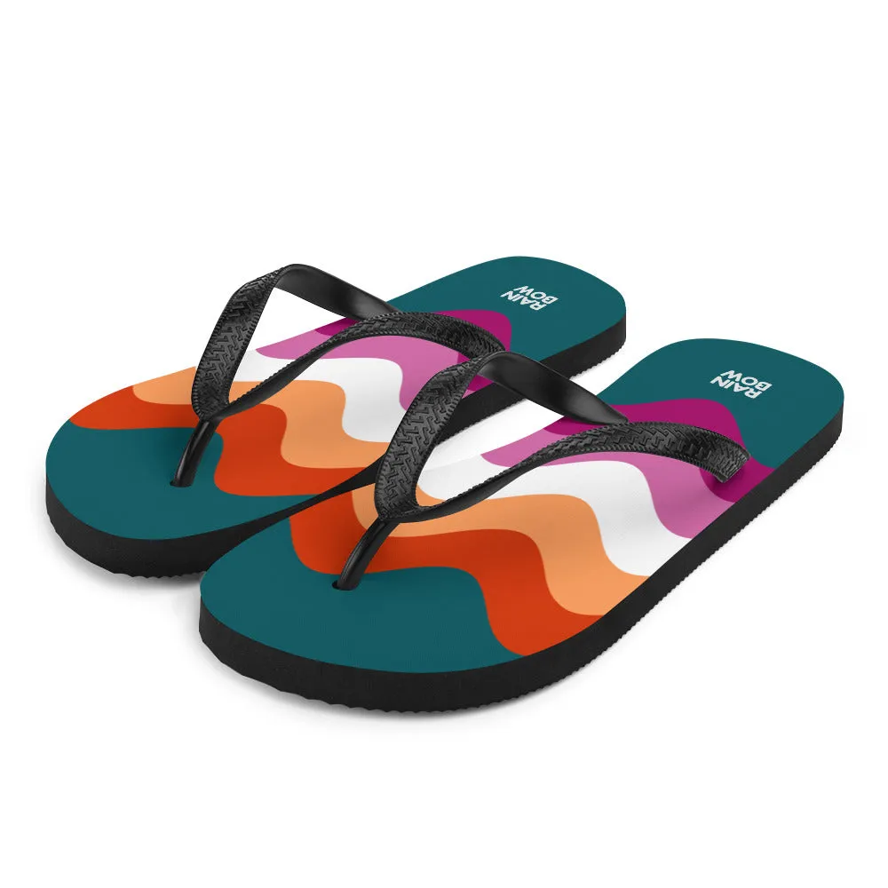 Wavy Lesbian Flag Flip-Flops