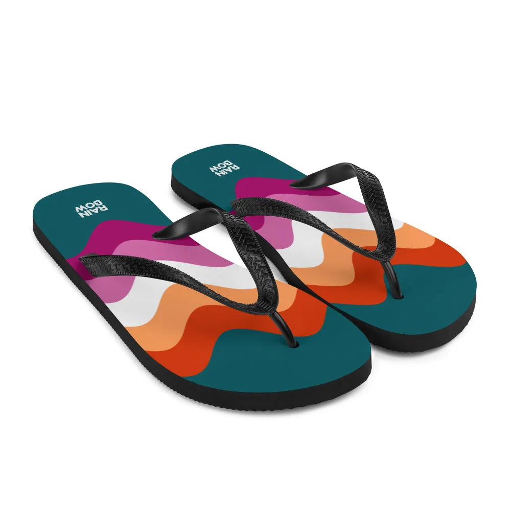 Wavy Lesbian Flag Flip-Flops