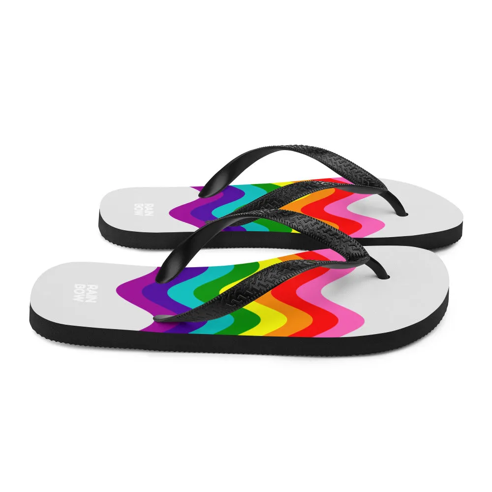 Wavy Original Rainbow Pride Flag Grey Flip-Flops