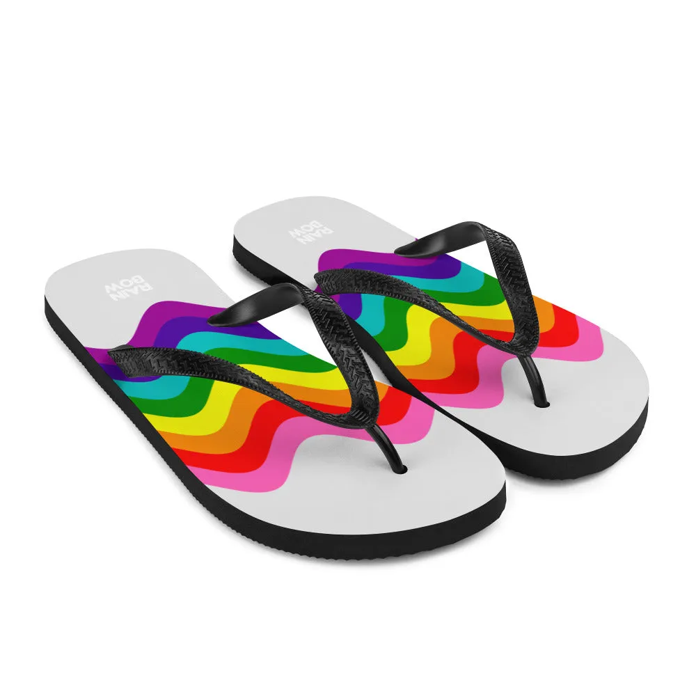 Wavy Original Rainbow Pride Flag Grey Flip-Flops