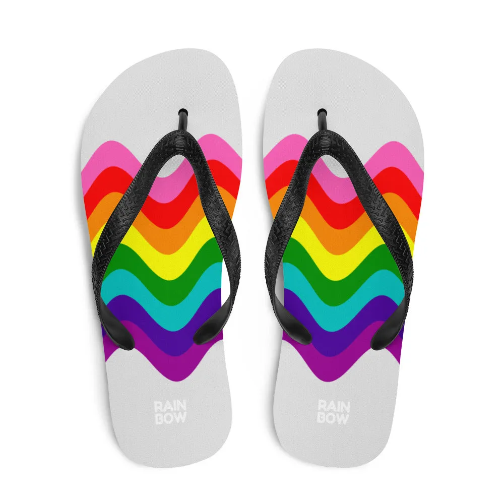 Wavy Original Rainbow Pride Flag Grey Flip-Flops