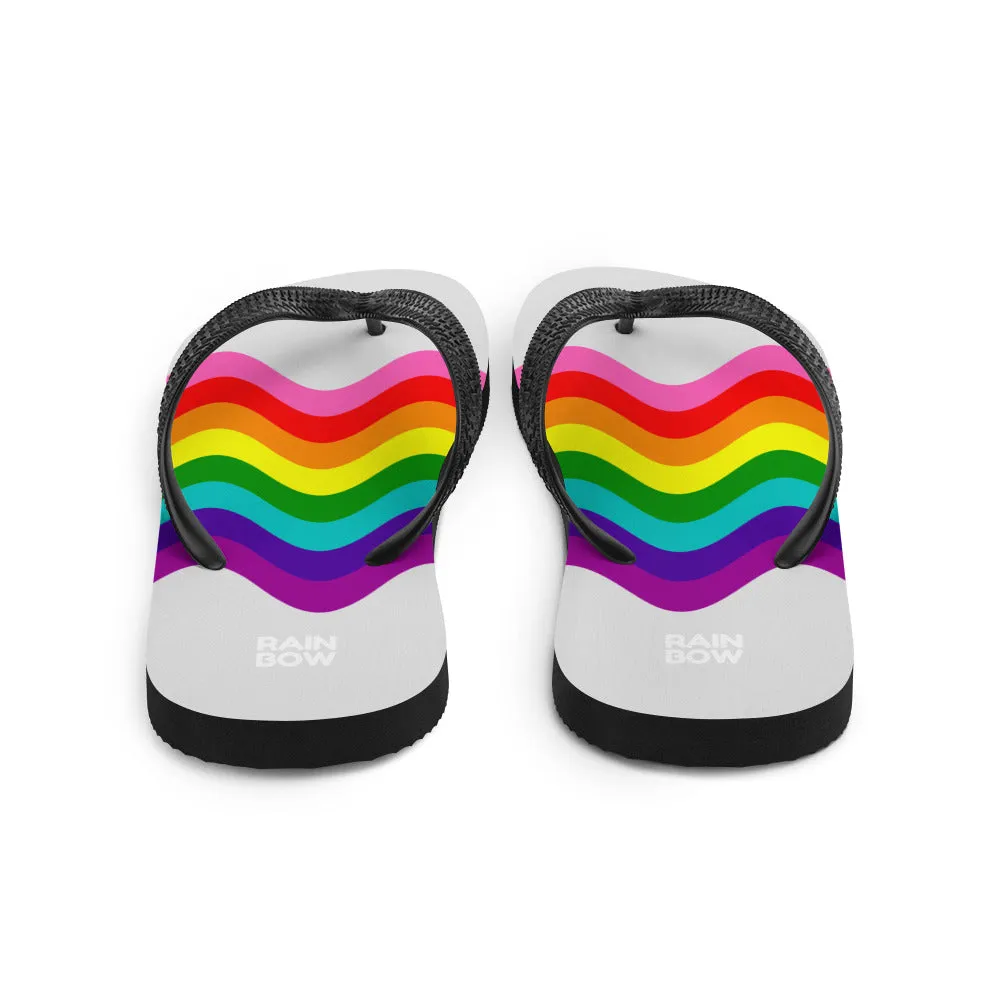 Wavy Original Rainbow Pride Flag Grey Flip-Flops