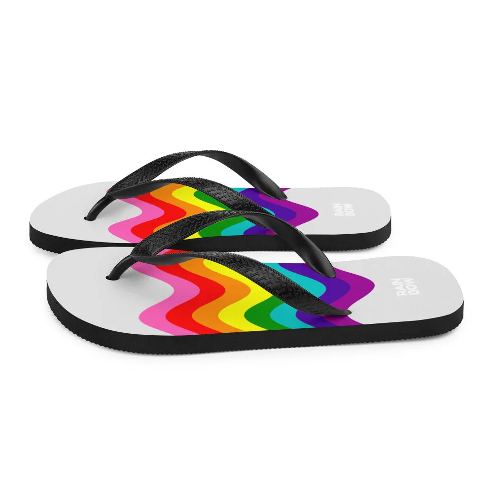 Wavy Original Rainbow Pride Flag Grey Flip-Flops