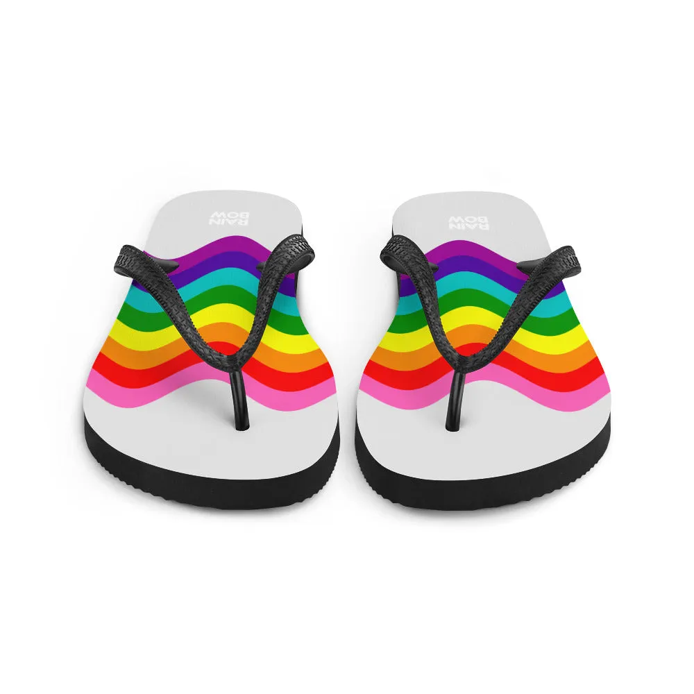 Wavy Original Rainbow Pride Flag Grey Flip-Flops