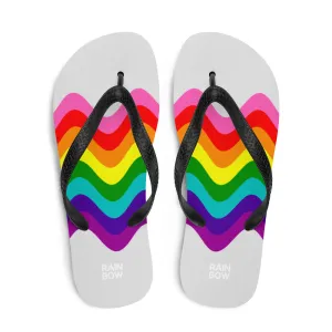 Wavy Original Rainbow Pride Flag Grey Flip-Flops