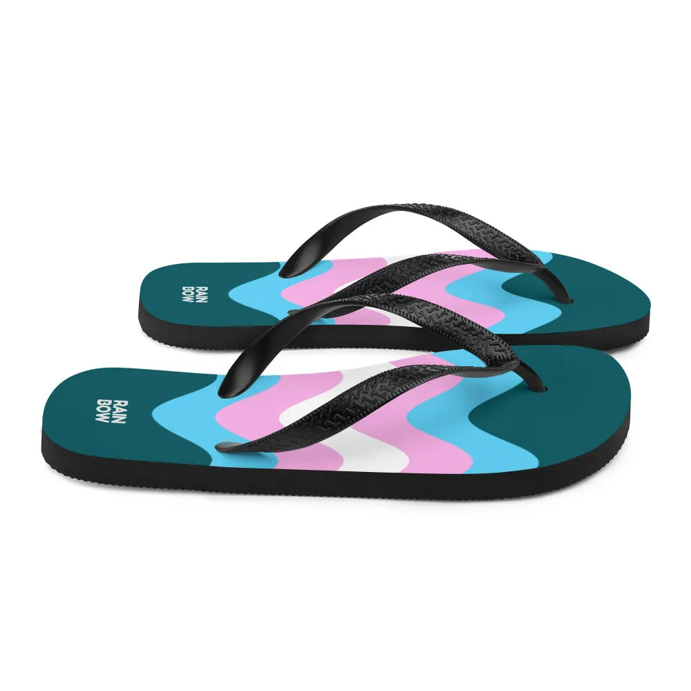 Wavy Trans Flag Flip-Flops