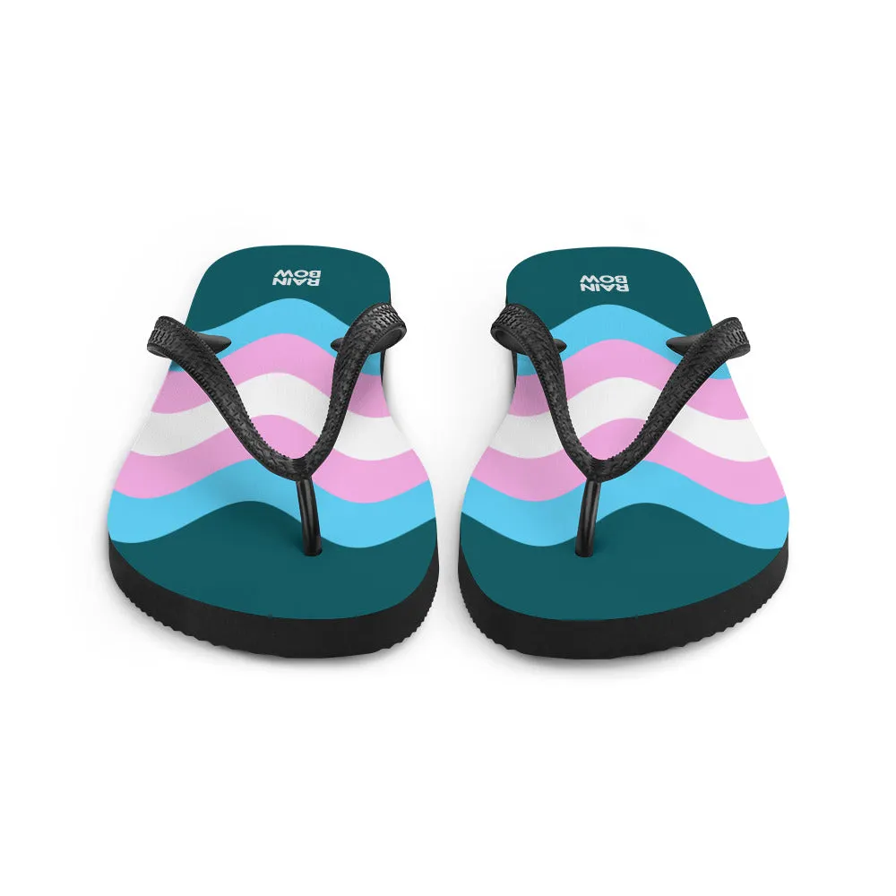 Wavy Trans Flag Flip-Flops