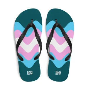 Wavy Trans Flag Flip-Flops