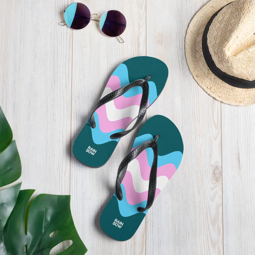 Wavy Trans Flag Flip-Flops