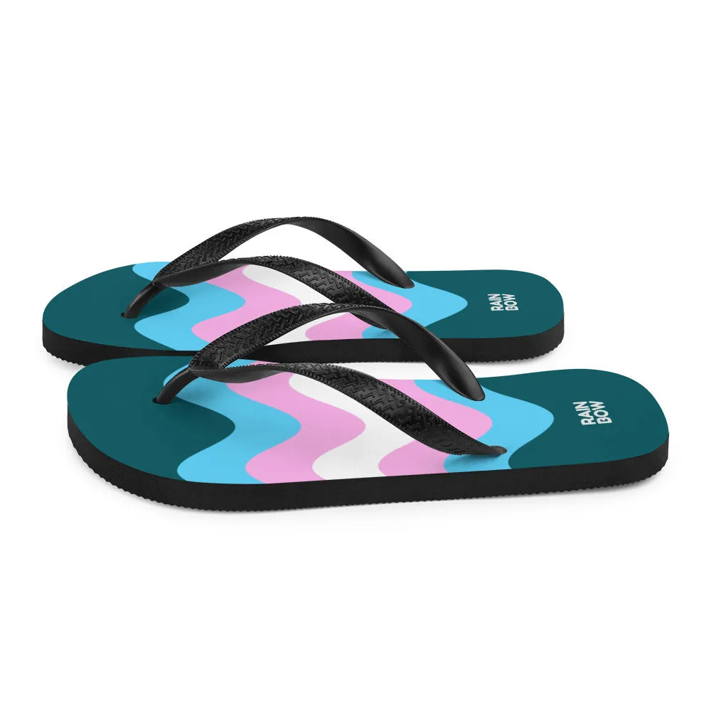 Wavy Trans Flag Flip-Flops