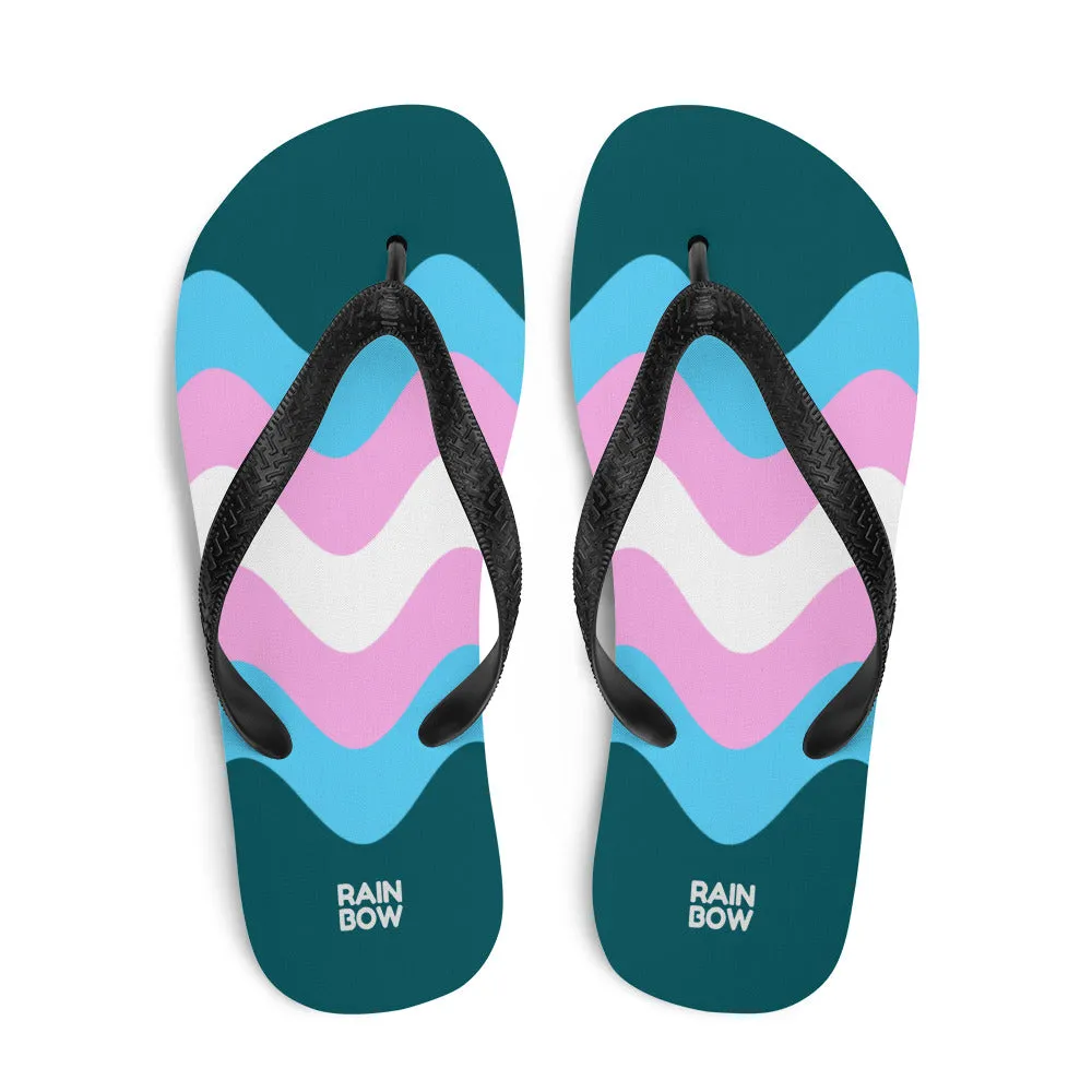 Wavy Trans Flag Flip-Flops