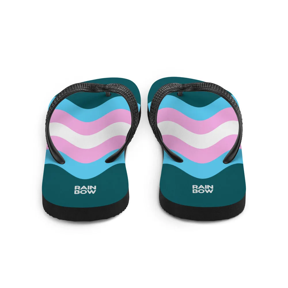 Wavy Trans Flag Flip-Flops