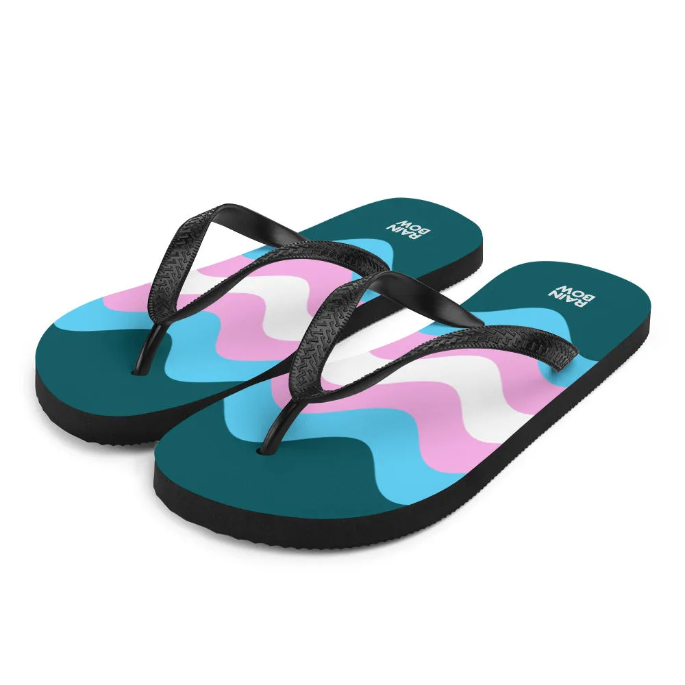 Wavy Trans Flag Flip-Flops