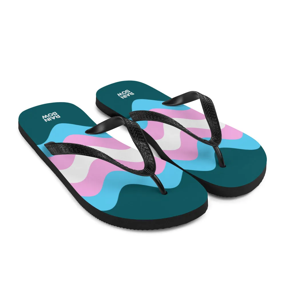 Wavy Trans Flag Flip-Flops