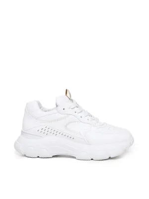 White Metallic Leather Sneakers