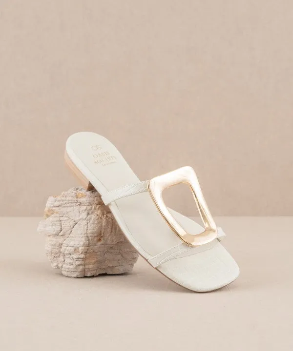 White The Amiyah - Statement Buckle Sandals