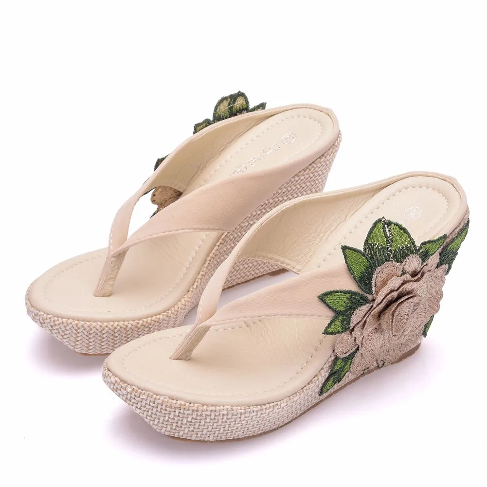 Woman Wedges Slippers Home Casual Beach Flip Flops Lady Sandals Summer Sexy High Heels