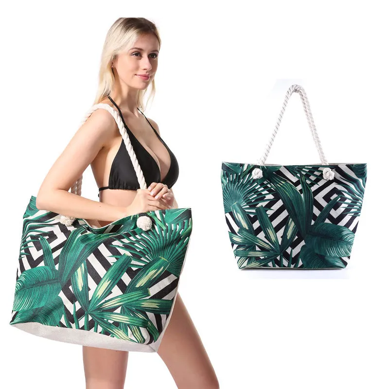 Women Bohemian Digital Print Large Capacity Waterproof Canvas Beach Bag