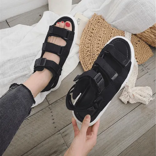 Women Leather Sandals Open Toe Flatform