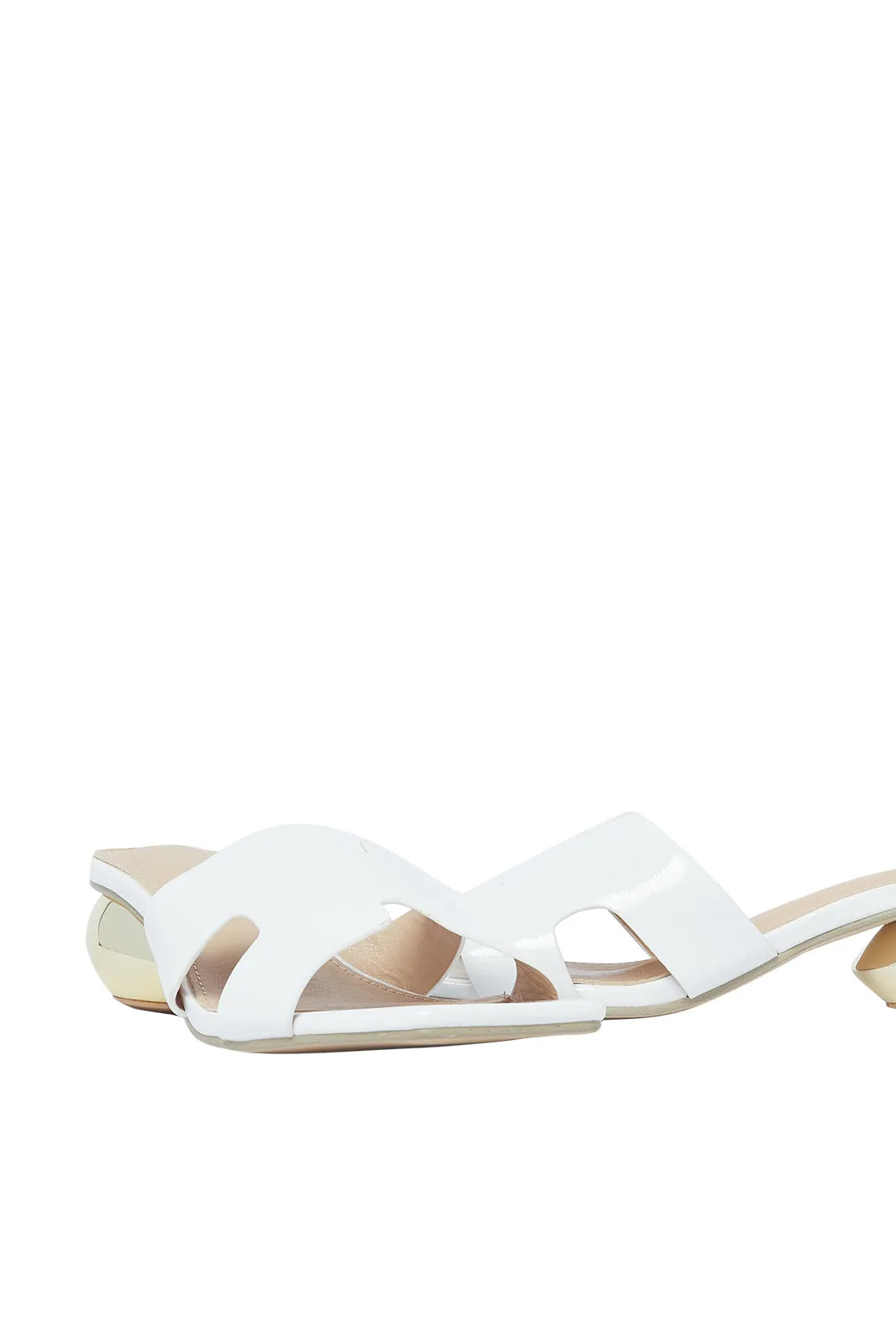 Women White Patent H Upper Mule Shoe