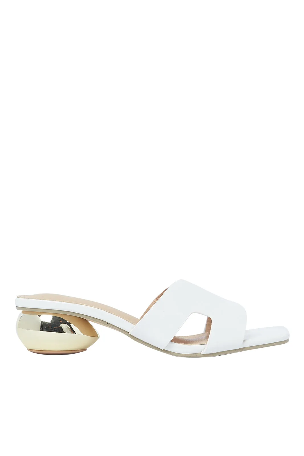 Women White Patent H Upper Mule Shoe