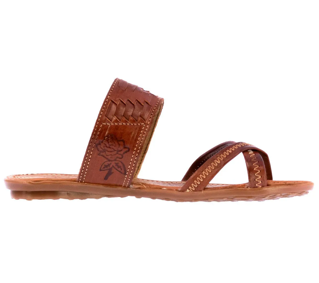 Womens Authentic Leather Sandals Cognac - #777