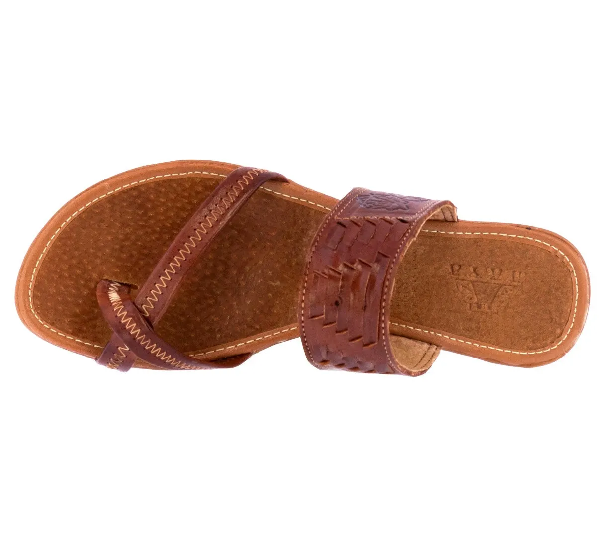 Womens Authentic Leather Sandals Cognac - #777