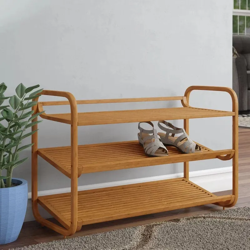 Wooden Shoe Stand 3 Tier 12 Pair Shoe Rack storage entryway rack