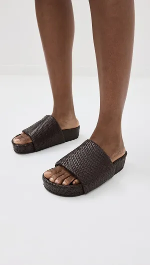 Woven Everyday Flatform Slide - Chocolate