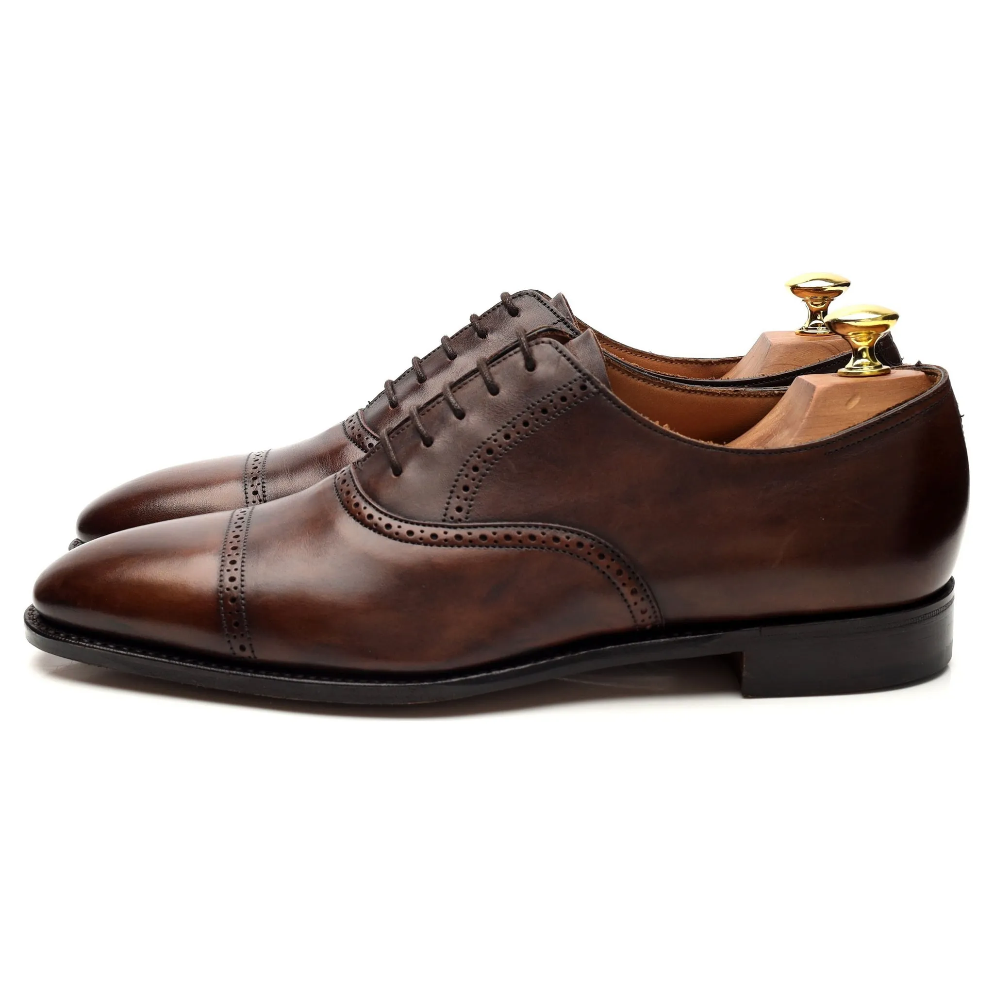 'Wyndham' Brown Leather Oxford Semi Brogues UK 8.5 E