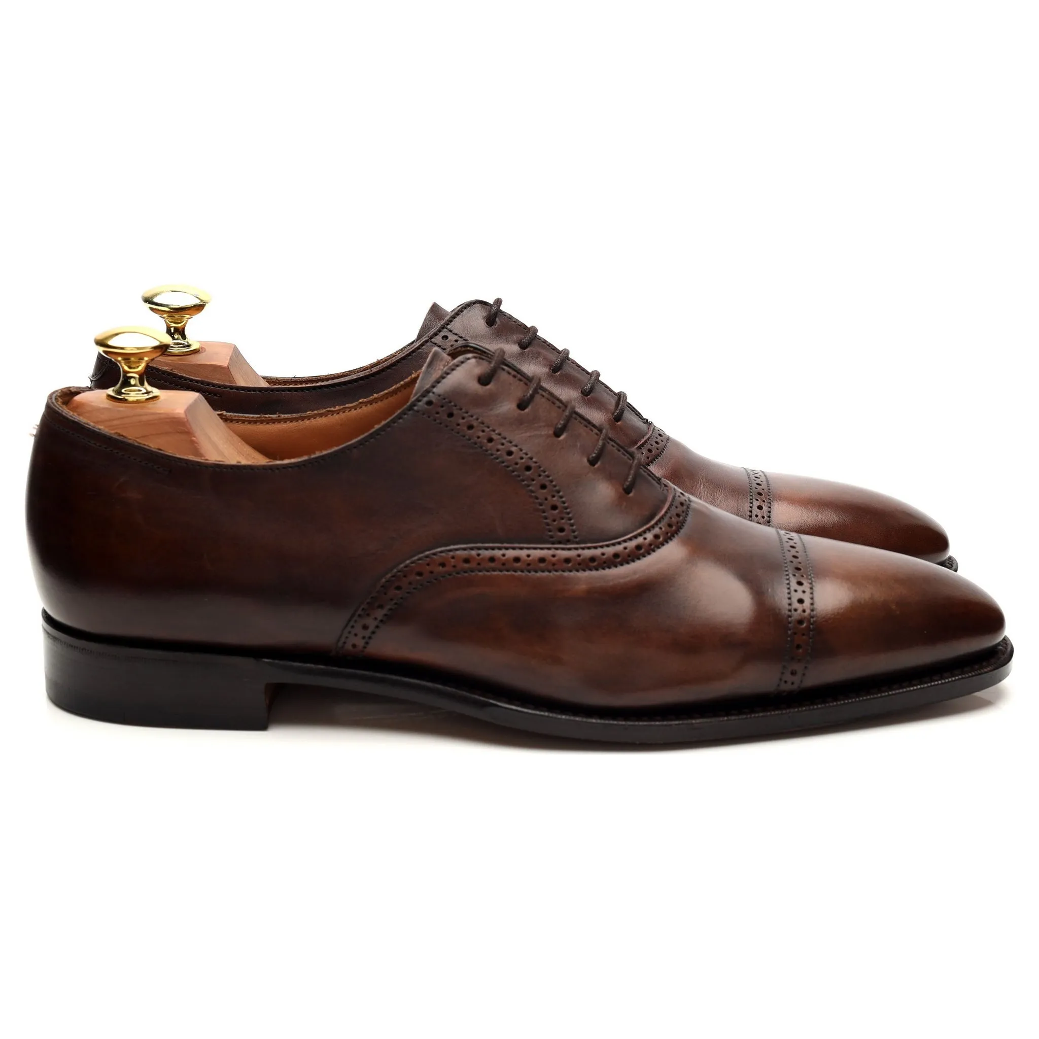 'Wyndham' Brown Leather Oxford Semi Brogues UK 8.5 E