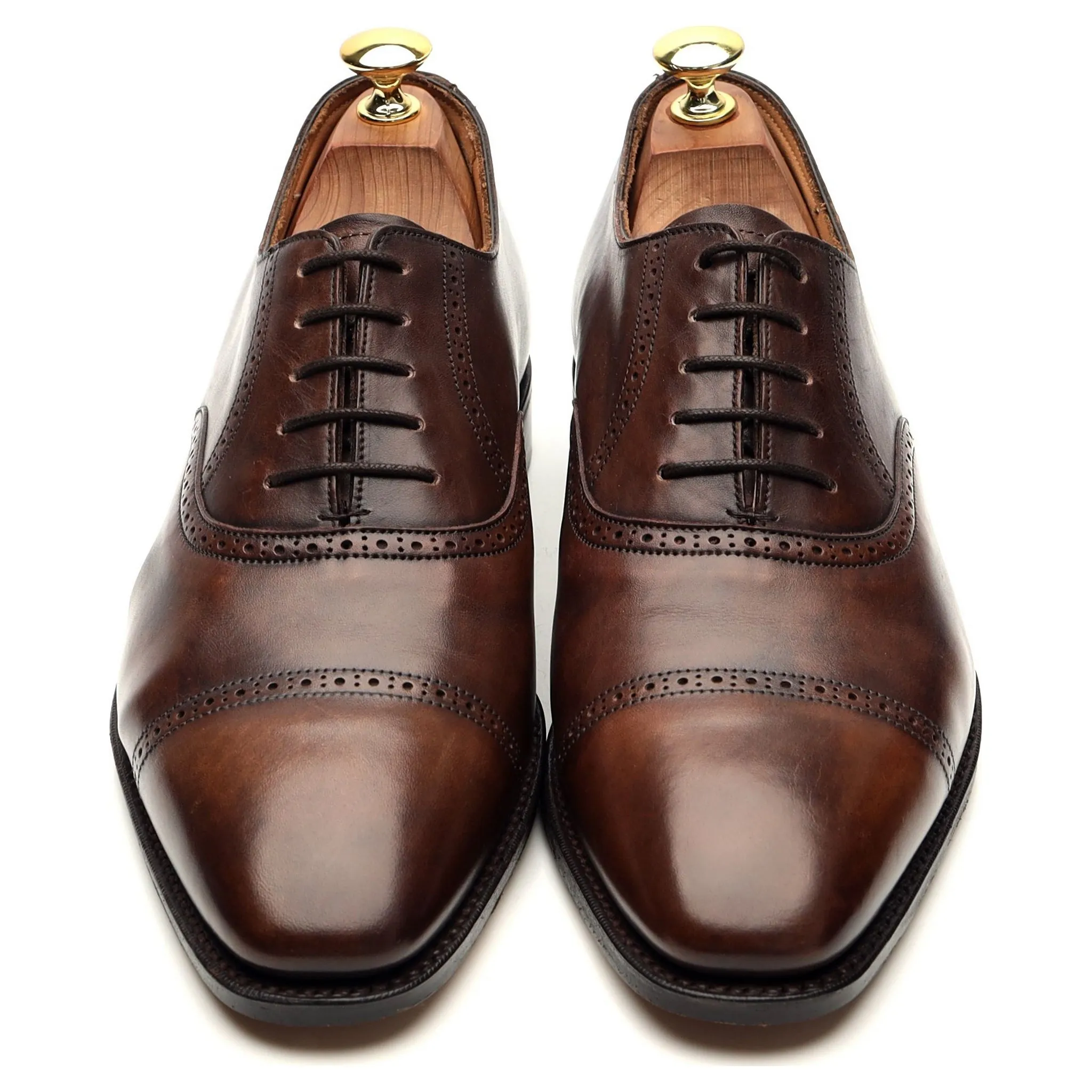 'Wyndham' Brown Leather Oxford Semi Brogues UK 8.5 E