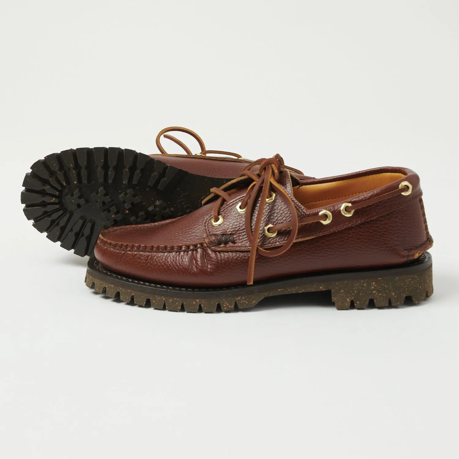 Yuketen Hex Eye w/ Lug Sole Boat Shoe - Grizzly Brown